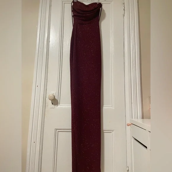 slim fit dress slacks Glitter Sequin Burgundy Evening Dress Mermaid Train – loveangeldress main image 1